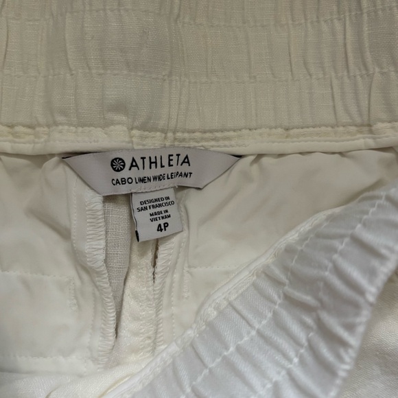 Athleta Cabo Linen Wide Leg Pants Womens Size 4P Petite New with tag White - Picture 7 of 7